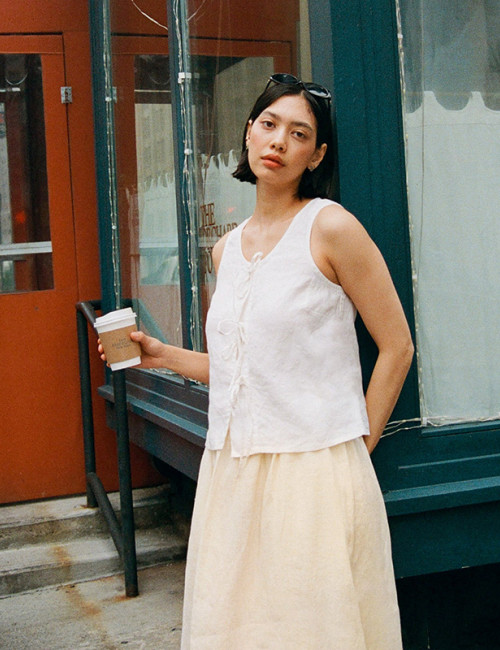 Custom Women's Summer Lace Up Linen Shirt Manufacturer | Linenwind