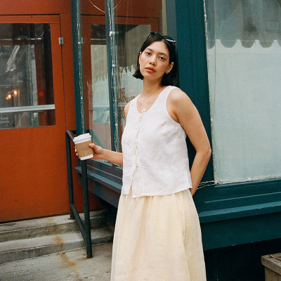 Custom Women's Summer Lace Up Linen Shirt Manufacturer | Linenwind