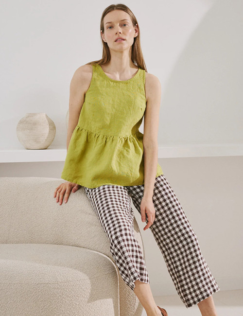 Custom Women's Ruffle Sleeveless Linen Top Manufacturer | Linenwind