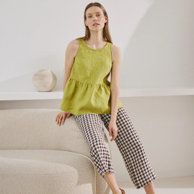 Custom Women's Ruffle Sleeveless Linen Top Manufacturer | Linenwind