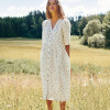 Custom Women's Floral Button Long Linen Dress Manufacturer | Linenwind