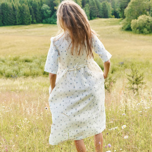 Custom Women's Floral Button Long Linen Dress Manufacturer | Linenwind