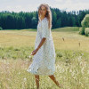 Custom Women's Floral Button Long Linen Dress Manufacturer | Linenwind