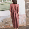 Custom Women's Polka Dot V-Neck Button Linen Dress Manufacturer | Linenwind