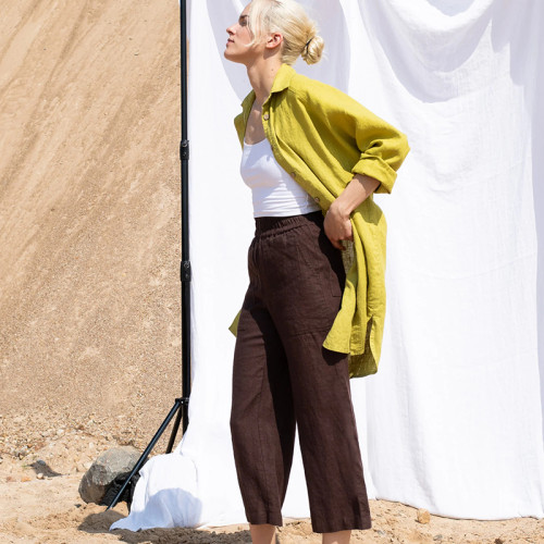 Custom women's oversized cardigan long linen shirt Manufacturer | Linenwind