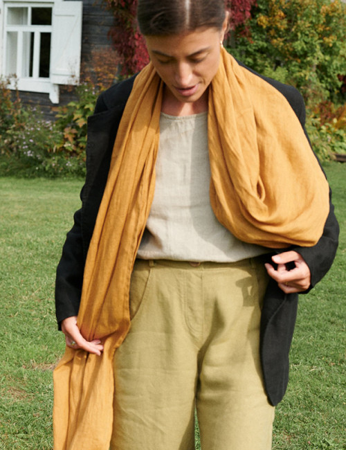 Custom Camel Linen Scarf Manufacturer | Linenwind