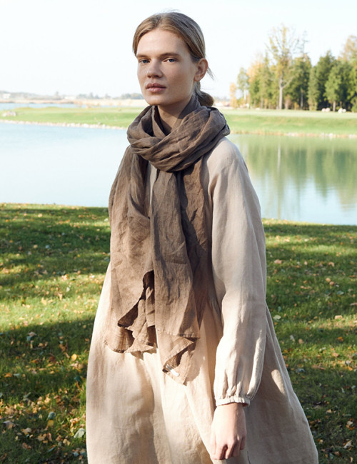 Custom Cacao Linen Scarf Manufacturer | Linenwind
