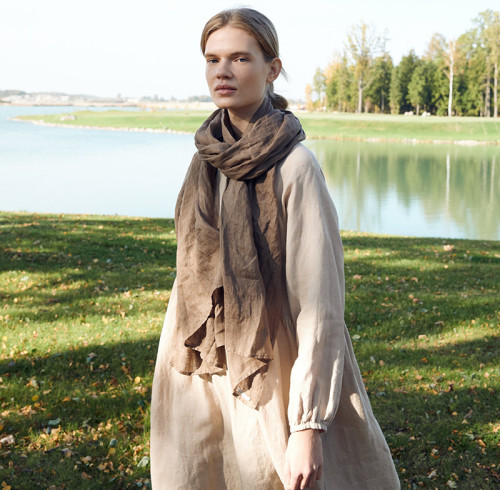 Custom Cacao Linen Scarf Manufacturer | Linenwind