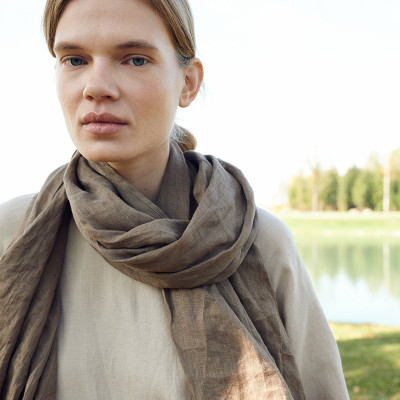 Custom Cacao Linen Scarf Manufacturer | Linenwind