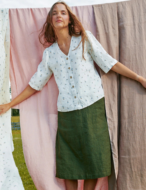 Custom V neck floral linen shirt Manufacturer | Linenwind