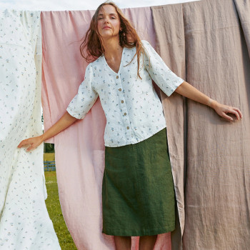 Custom V neck floral linen shirt Manufacturer | Linenwind