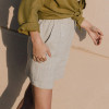 Custom Natural Ecru Simple High Waist Linen Shorts Manufacturers | Linenwind