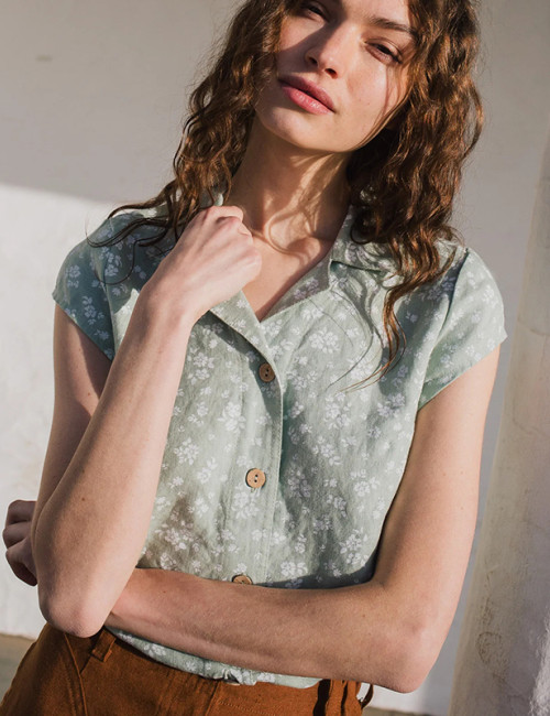 Custom Floral Short Sleeve Linen Shirt Manufacturers | Linenwind