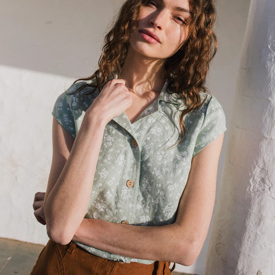 Custom Floral Short Sleeve Linen Shirt Manufacturers | Linenwind