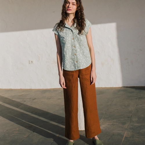 Custom Floral Short Sleeve Linen Shirt Manufacturers | Linenwind