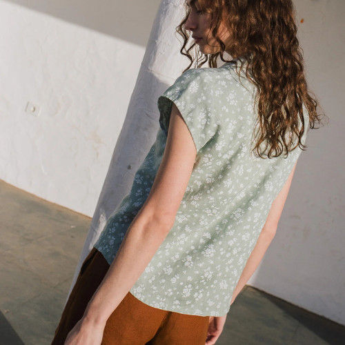 Custom Floral Short Sleeve Linen Shirt Manufacturers | Linenwind
