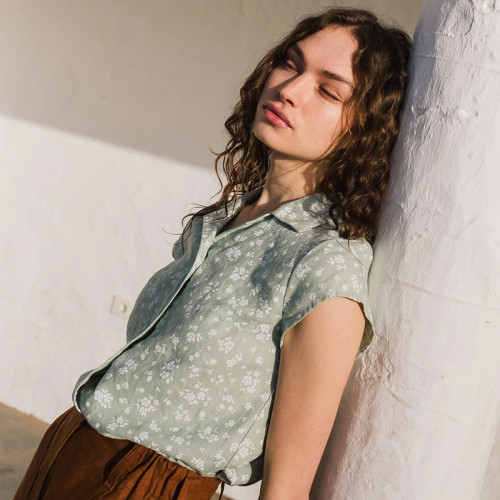Custom Floral Short Sleeve Linen Shirt Manufacturers | Linenwind