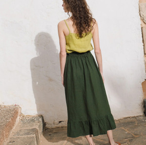 Custom Country Style High Waist Button Linen Skirt Manufacturers | Linenwind