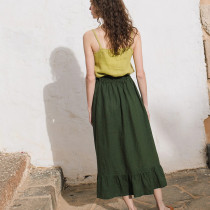 Custom Country Style High Waist Button Linen Skirt Manufacturers | Linenwind