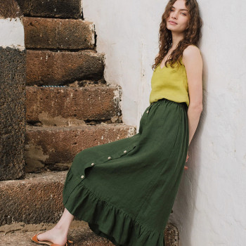 Custom Country Style High Waist Button Linen Skirt Manufacturers | Linenwind
