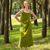Custom Minimalist Green Sling Linen Maxi Dress Manufacturers | Linenwind