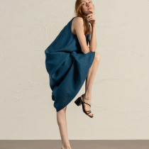 Custom Natural Breathable Halterneck Linen Maxi Dress Manufacturers | Linenwind