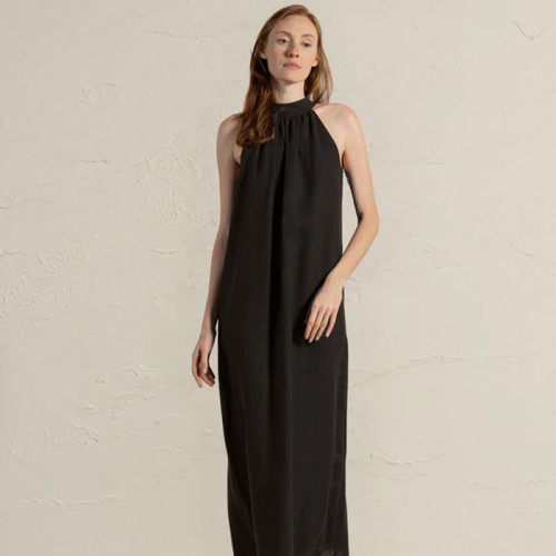Custom V-back Backless sleeveless Linen Maxi Dress Manufacturers | Linenwind