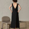 Custom V-back Backless sleeveless Linen Maxi Dress Manufacturers | Linenwind