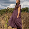 Custom Loose Grape Purple Linen Dress Manufacturers | Linenwind