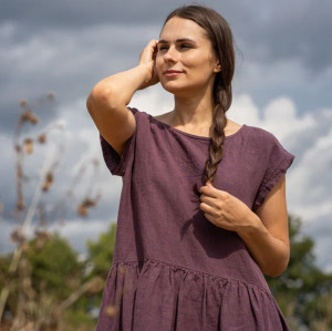 Custom Loose Grape Purple Linen Dress Manufacturers | Linenwind