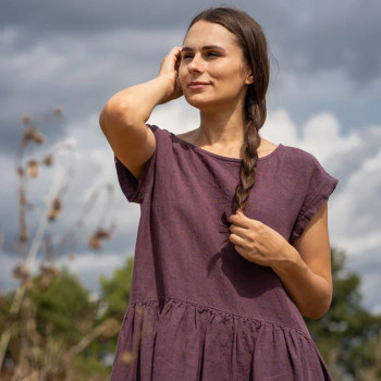 Custom Loose Grape Purple Linen Dress Manufacturers | Linenwind