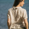 Custom Ladies Lapel Design Linen Short Sleeve Top Manufacturers | Linenwind