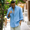 Custom Men's Pinstripe Long Sleeve Linen Shirt Manufacturers | Linenwind