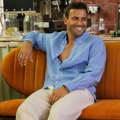 Custom Men's Pinstripe Long Sleeve Linen Shirt Manufacturers | Linenwind