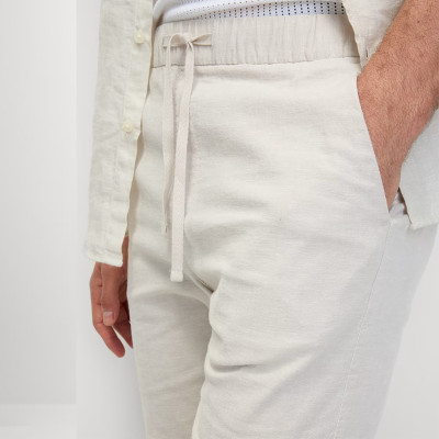Custom Men's Off-White Drawstring Linen Shorts Manufacturers | Linenwind