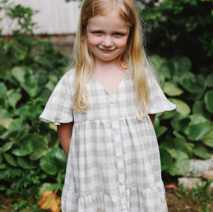 Custom Girls V-neck plaid Linen Maxi Dress  Manufacturers | Linenwind