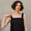 Tailored square neck halter with wide straps linen maxi dress Manufacturers | Linenwind