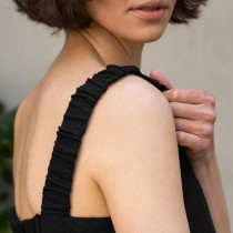 Custom square neck halter with wide straps linen maxi dress Manufacturers | Linenwind