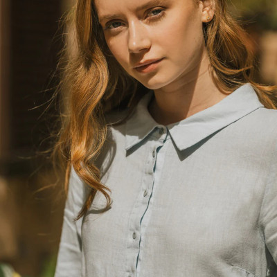 Custom Lace Up Waist Long Sleeve Linen Maxi Dress Manufacturers | Linenwind