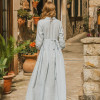 Tailored Lace Up Waist Long Sleeve Linen Maxi Dress Manufacturers | Linenwind