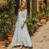 Tailored Lace Up Waist Long Sleeve Linen Maxi Dress Manufacturers | Linenwind