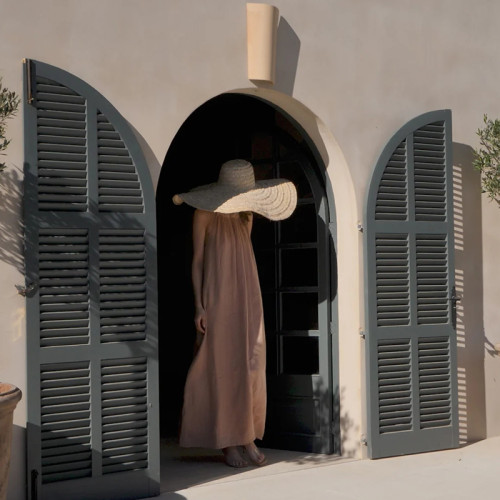 Custom made loose high collar linen maxi dress Manufacturers | Linenwind