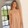 Custom made loose high collar linen maxi dress Manufacturers | Linenwind