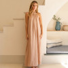 Custom made loose high collar linen maxi dress Manufacturers | Linenwind