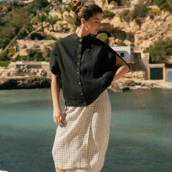 Custom Black Summer Stand Collar Linen Shirt Manufacturers | Linenwind