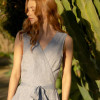 Custom Resort Sleeveless V Neck Linen Maxi Dress Manufacturer | Linenwind