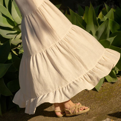 Custom Strappy Layered Linen Maxi Dress Manufacturer | Linenwind