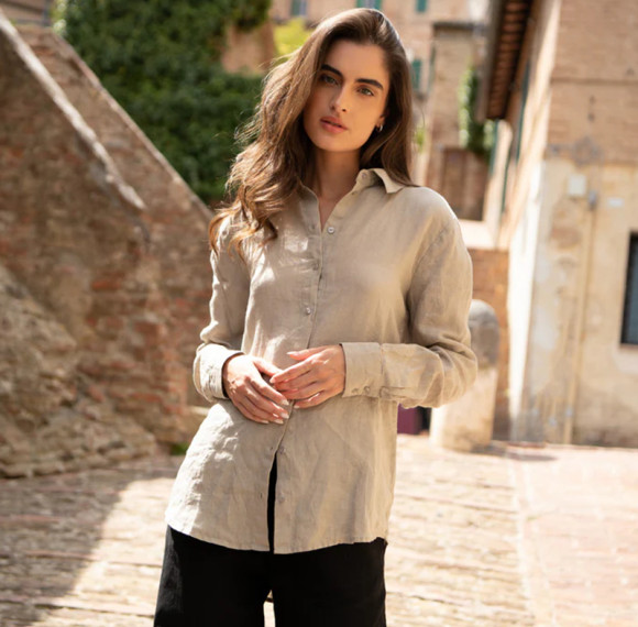 Custom Basic Lapel Linen Long Sleeve Shirt Manufacturer | Linenwind