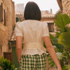 Custom V-Neck Puff Sleeve Wrap Linen Top Manufacturer | Linenwind