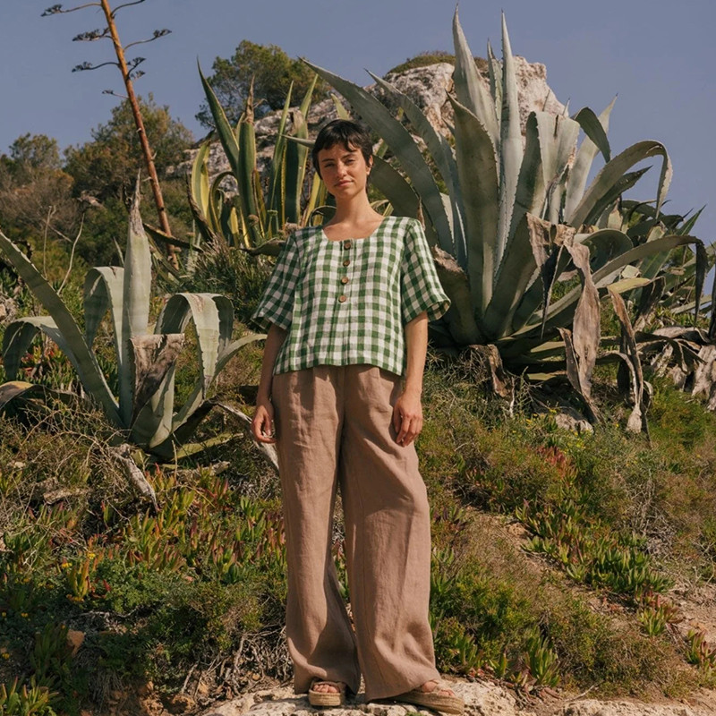Linen Plaid Blouse Manufacturer
